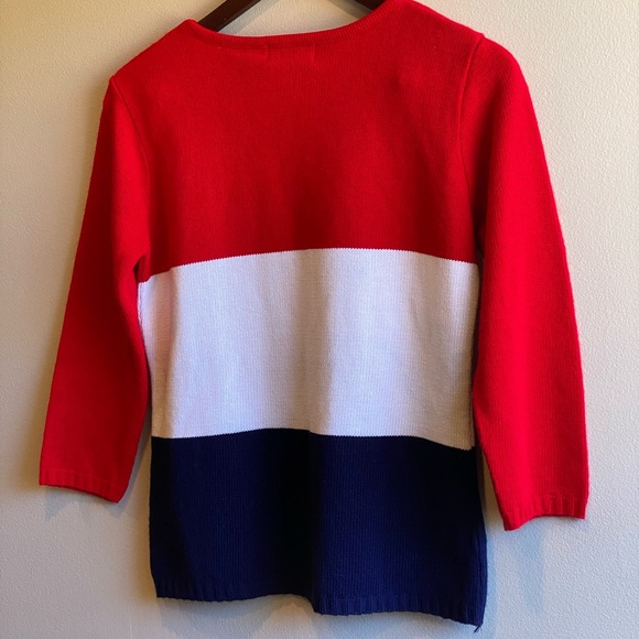 Vintage White Stag US Flag Crewneck Sweater Size Small 3/4 Sleeves - Picture 5 of 6